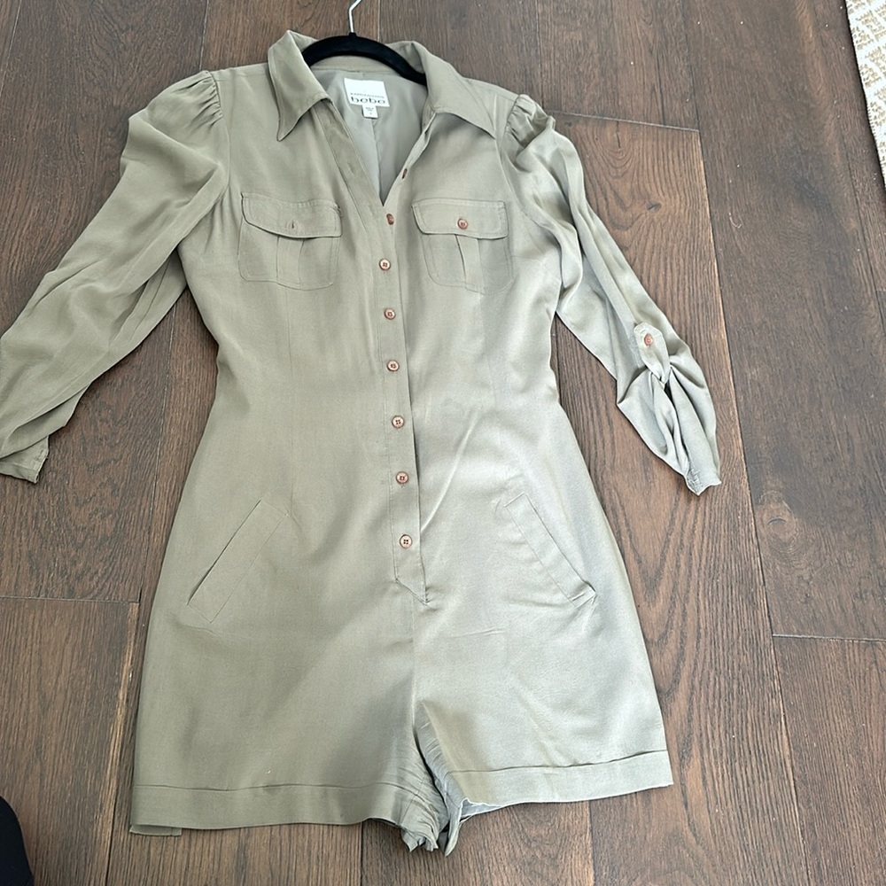 Olive Green Button-Up Romper